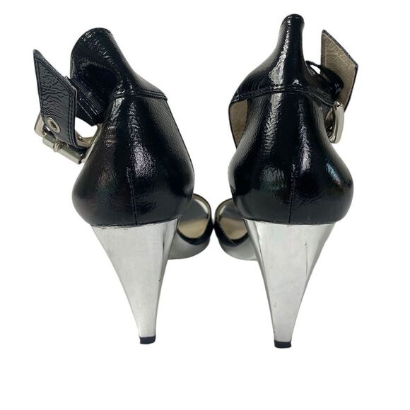 Michael Kors 7 Heeled sandals silver mirror heels Black patent leather u… - Picture 3 of 9
